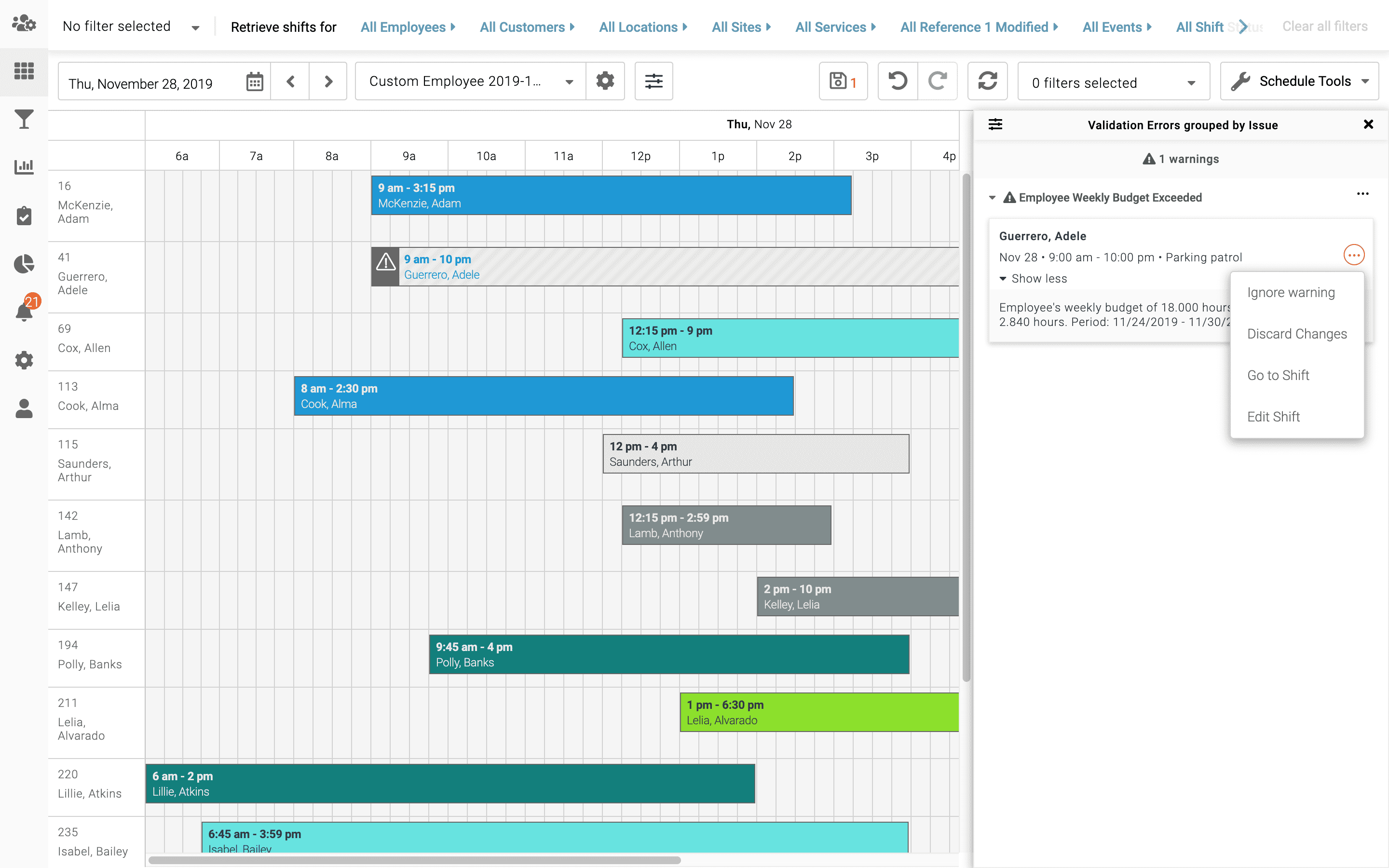 employee scheduling software group view