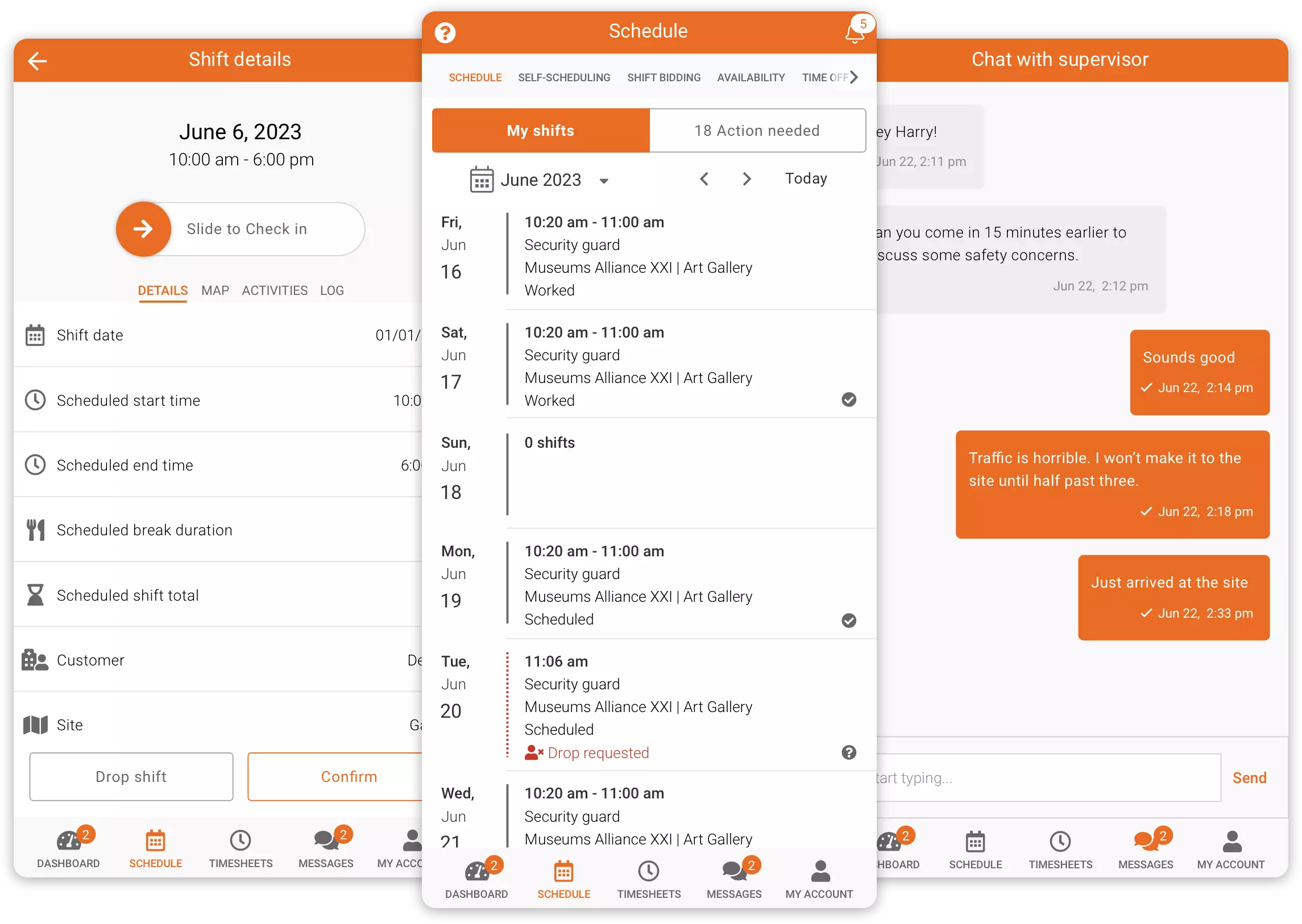 employee notifications and communication in Celayix mobile app